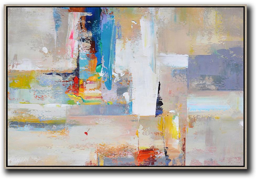 Horizontal Palette Knife Contemporary Art #L4C - Click Image to Close